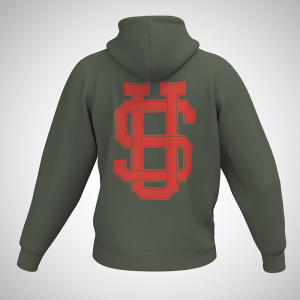 Preview: SU® Hoodie "Monogram" - Olive / Red