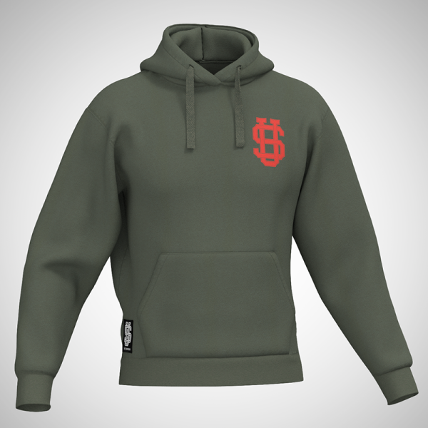SU® Hoodie "Monogram" - Olive / Red