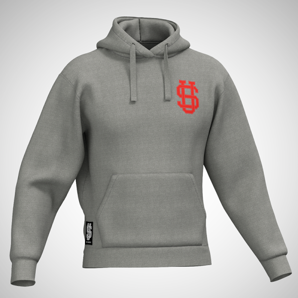 SU® Hoodie "Monogram" - Sports Grey / Red